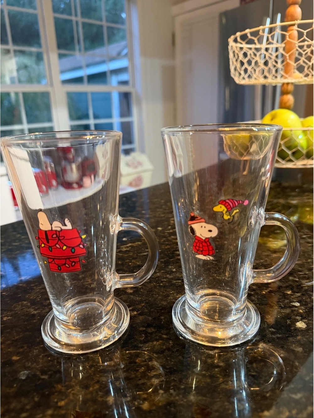 Peanuts Collectible Christmas tall glass mugs